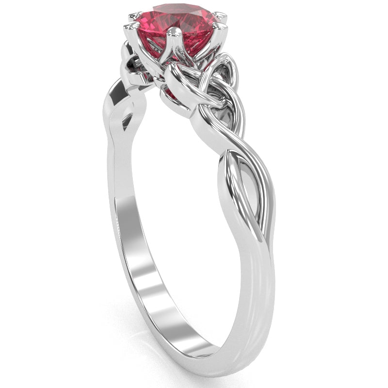 Celtic Trinity Knot Pink Tourmaline Engagement Ring In 14k White Gold