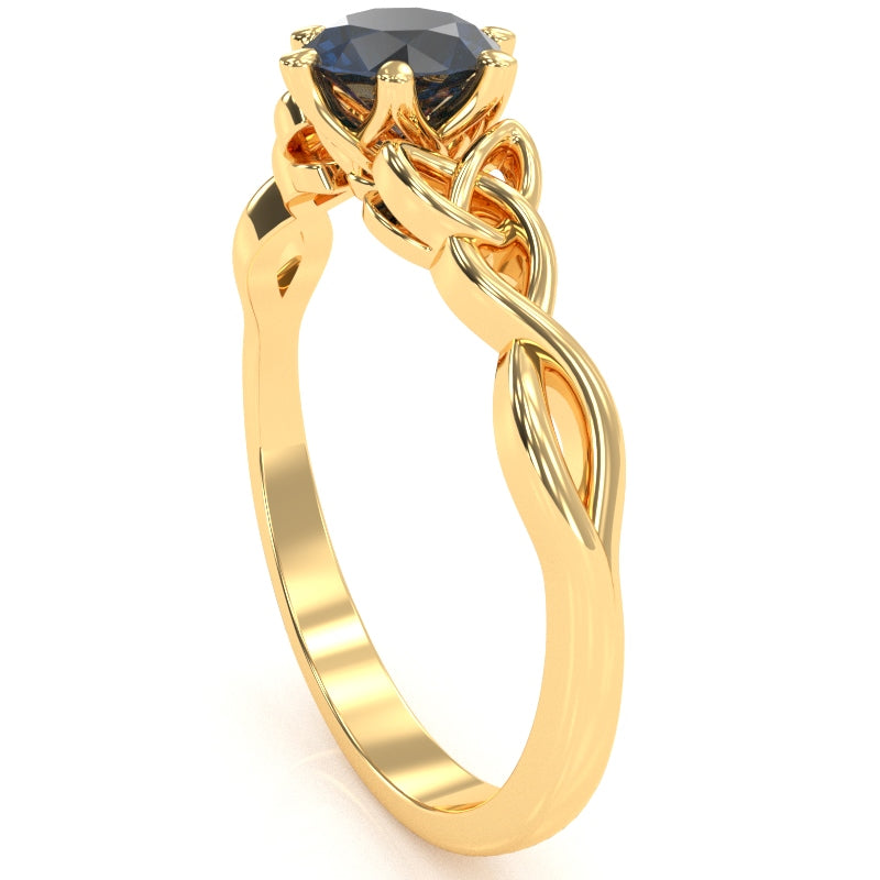 Celtic Trinity Knot Sapphire Engagement Ring In 14k Yellow Gold