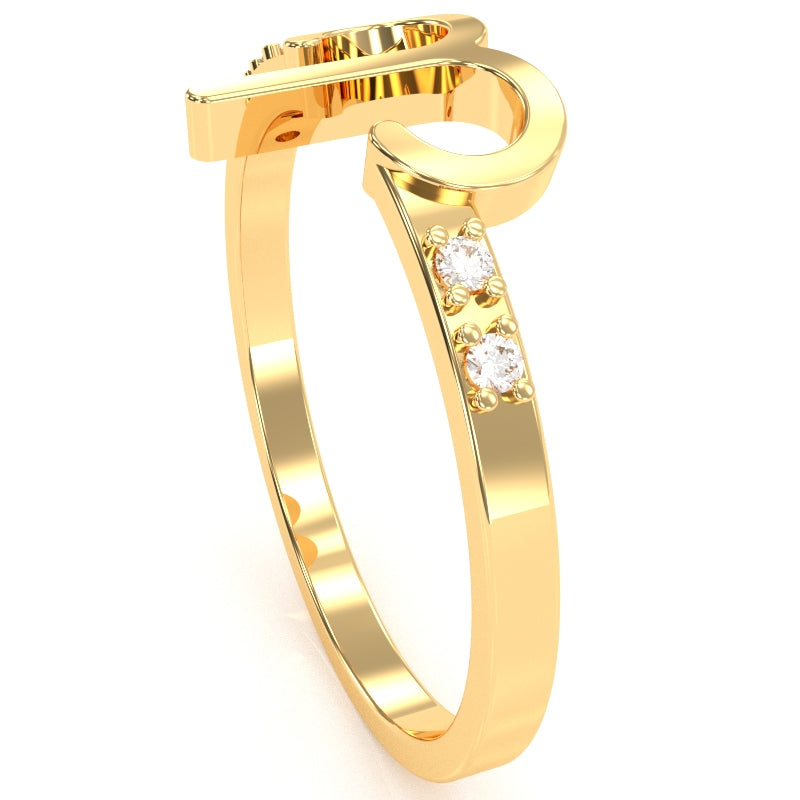 Aries Zodiac Sign Diamond Ring In Solid 10k Yellow Gold