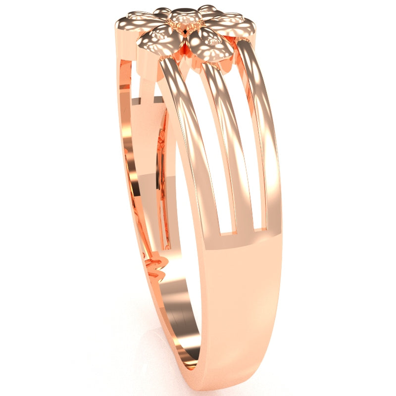 Designer Top Flower Friendship Ring In Solid 14k Rose Gold