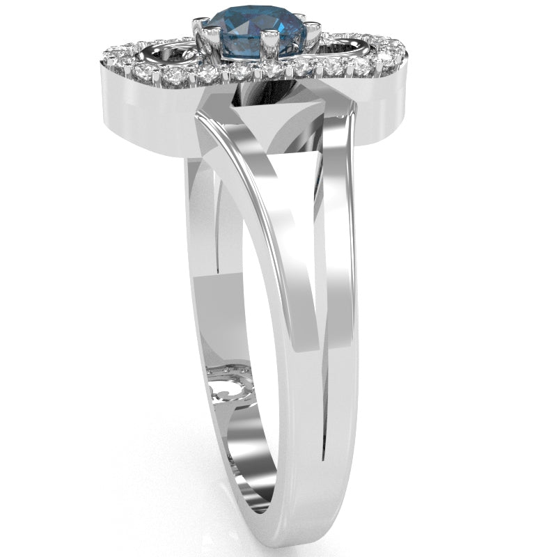 Split Band Lab-Created Alexandrite Diamond Cocktail Ring In 14k White Gold