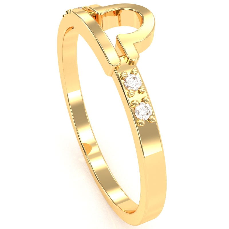Libra Zodiac Sign Diamond Ring In Solid 10k Yellow Gold