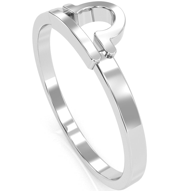Libra Zodiac Sign Ring In Solid 14k White Gold