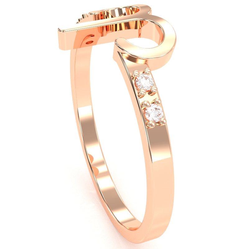 Aries Zodiac Sign Diamond Ring In Solid 14k Rose Gold