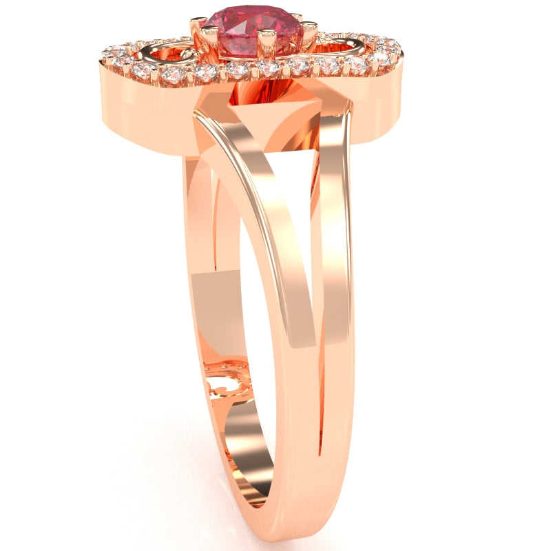 Split Band Pink Tourmaline Diamond Cocktail Ring In 14k Rose Gold
