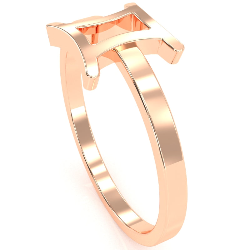 Gemini Zodiac Sign Ring In Solid 14k Rose Gold
