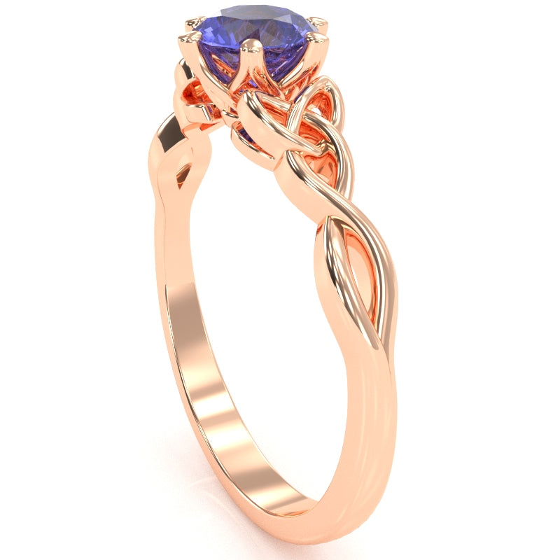 Celtic Trinity Knot Tanzanite Engagement Ring In 14k Rose Gold