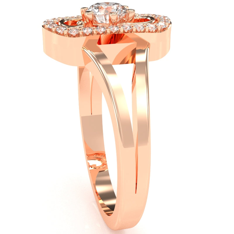 Split Band White Topaz Diamond Cocktail Ring In 14k Rose Gold
