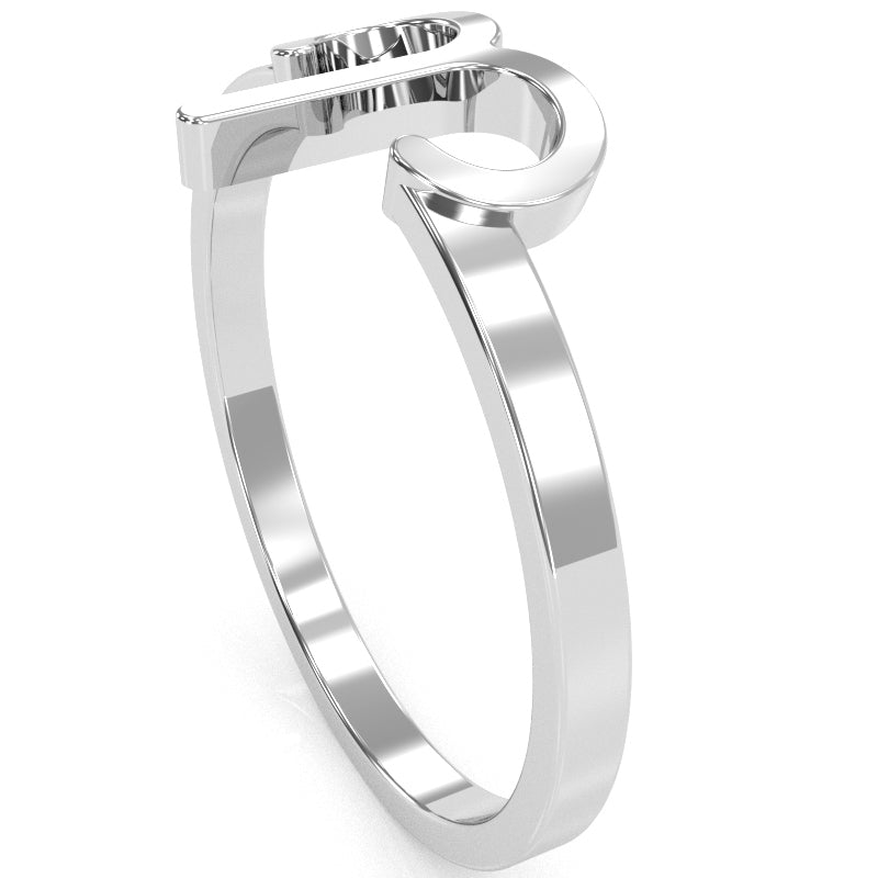 Aries Zodiac Sign Ring In Solid 14k White Gold