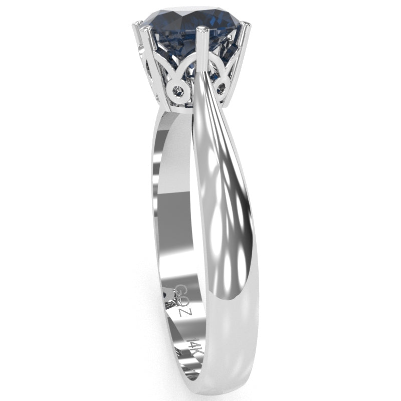 Crown Setting Lab-Created Sapphire Engagement Ring In 14k White Gold