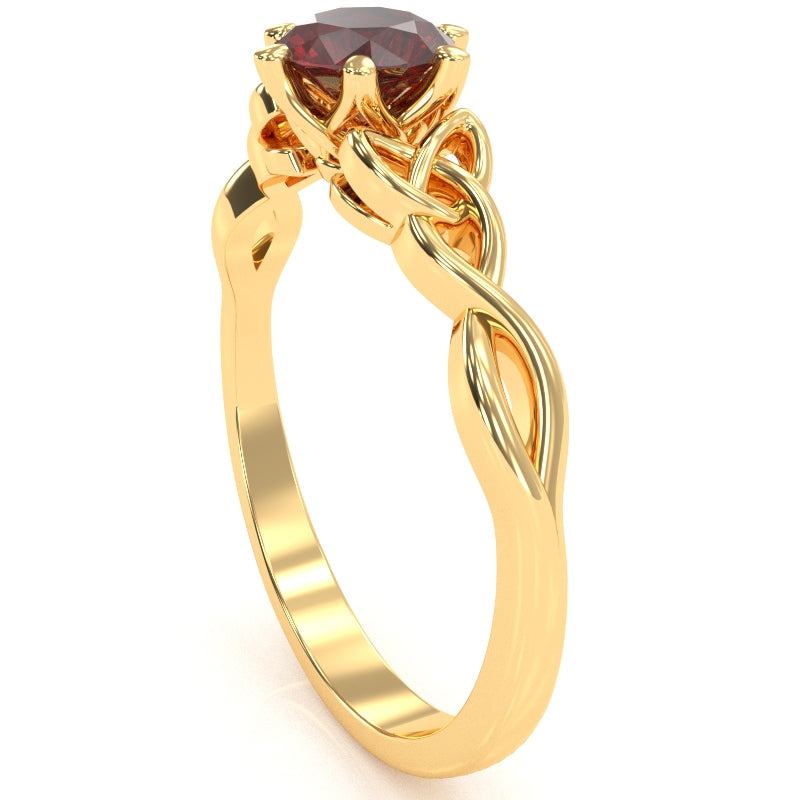 Celtic Trinity Knot Lab-Created Ruby Engagement Ring In 14k Yellow Gold