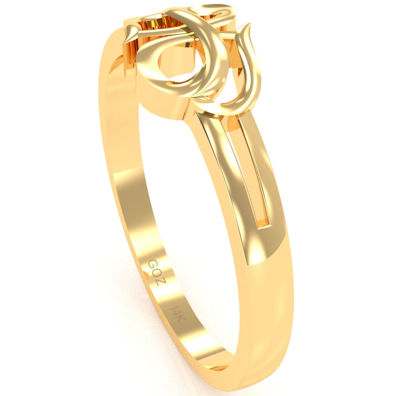 Split Shank Infinity Loop 2 Hearts Love Ring In Solid 14k Yellow Gold
