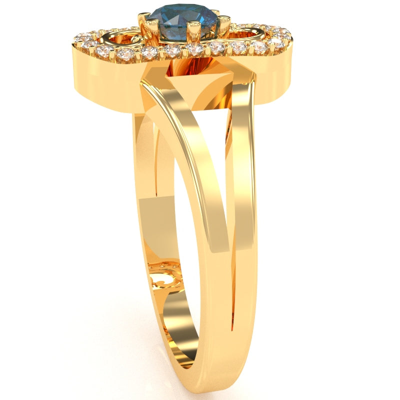 Split Band Lab-Created Alexandrite Diamond Cocktail Ring In 14k Yellow Gold