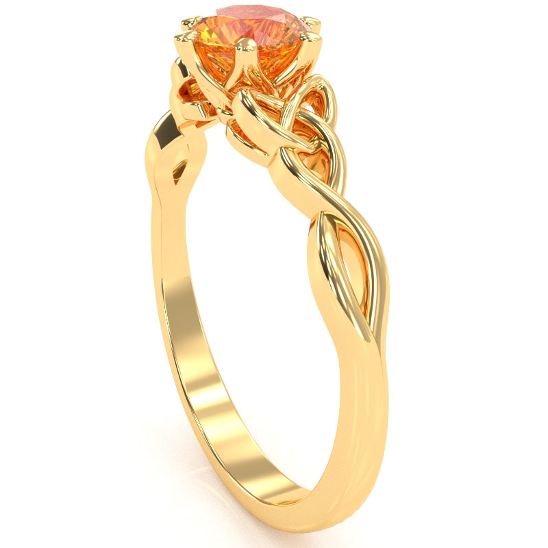 Celtic Trinity Knot Citrine Engagement Ring In 14k Yellow Gold