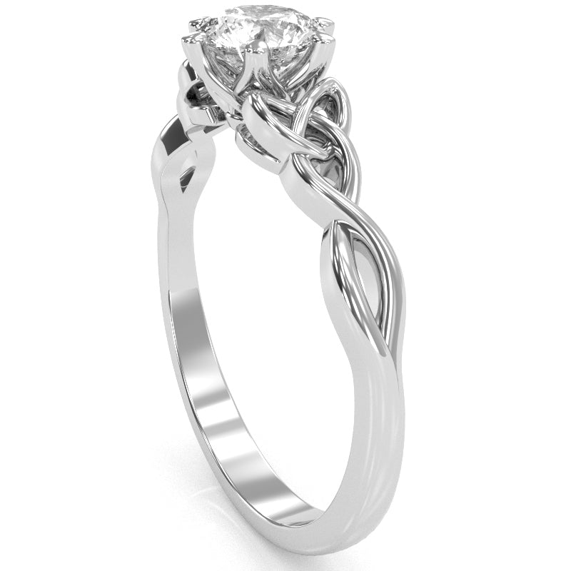 Celtic Trinity Knot White Topaz Engagement Ring In 14k White Gold