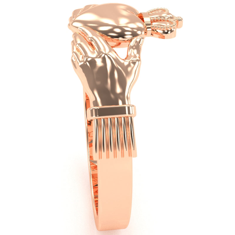 Classic Claddagh Ring Crafted In Solid 14k Rose Gold