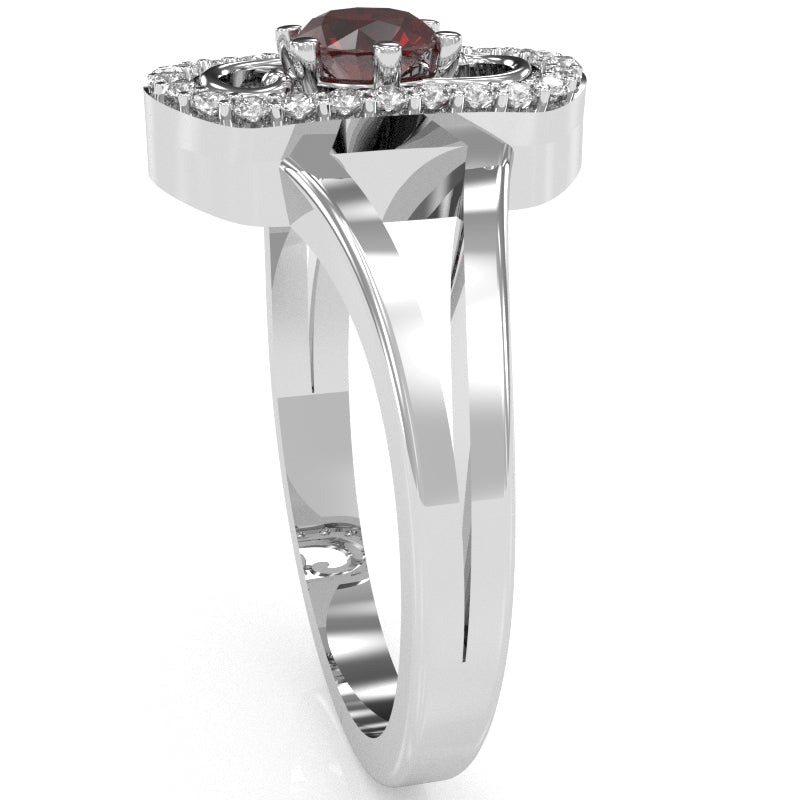 Split Band Lab-Created Ruby Diamond Cocktail Ring In 14k White Gold