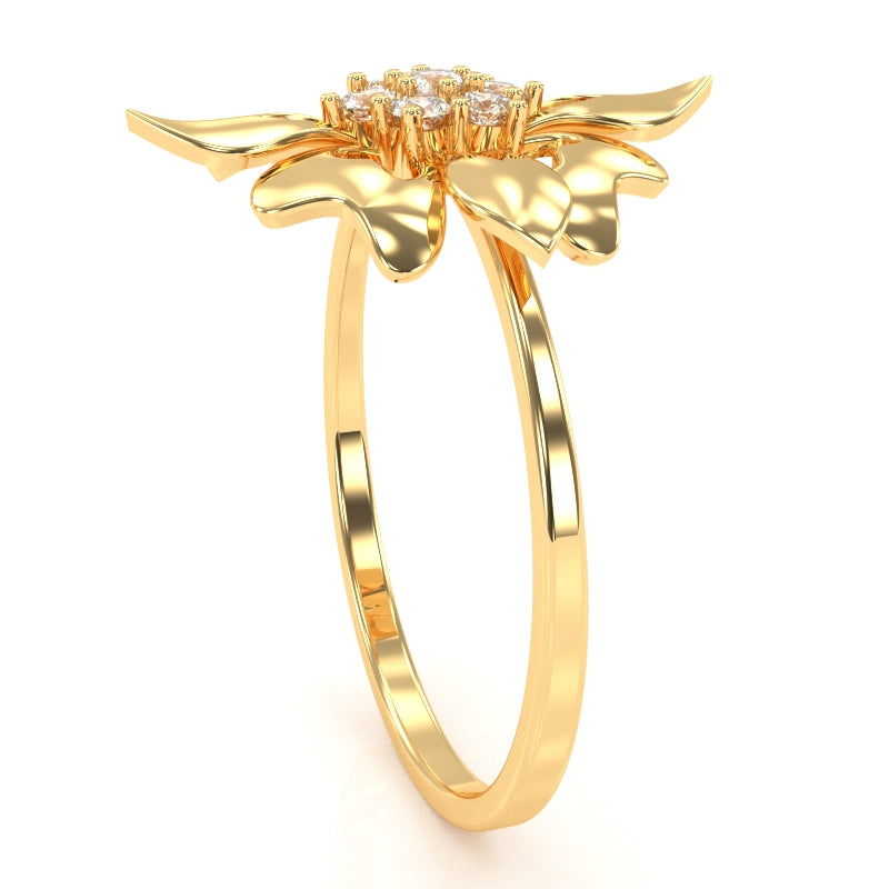 Classy Diamond Encrusted Cocktail Ring In 14k Yellow Gold