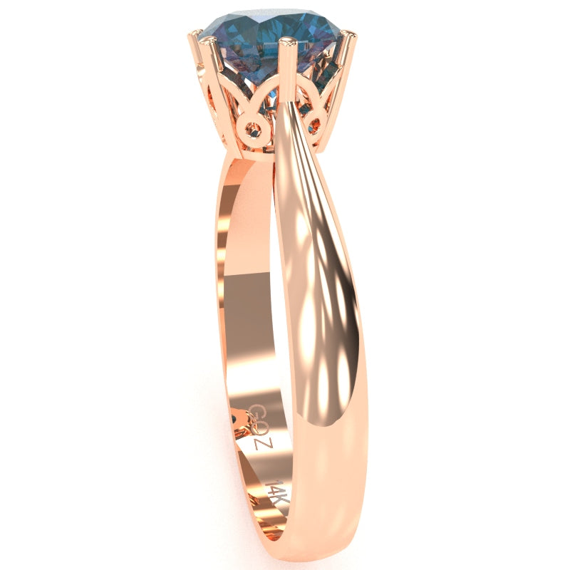 Crown Setting Lab-Created Alexandrite Engagement Ring In 14k Rose Gold