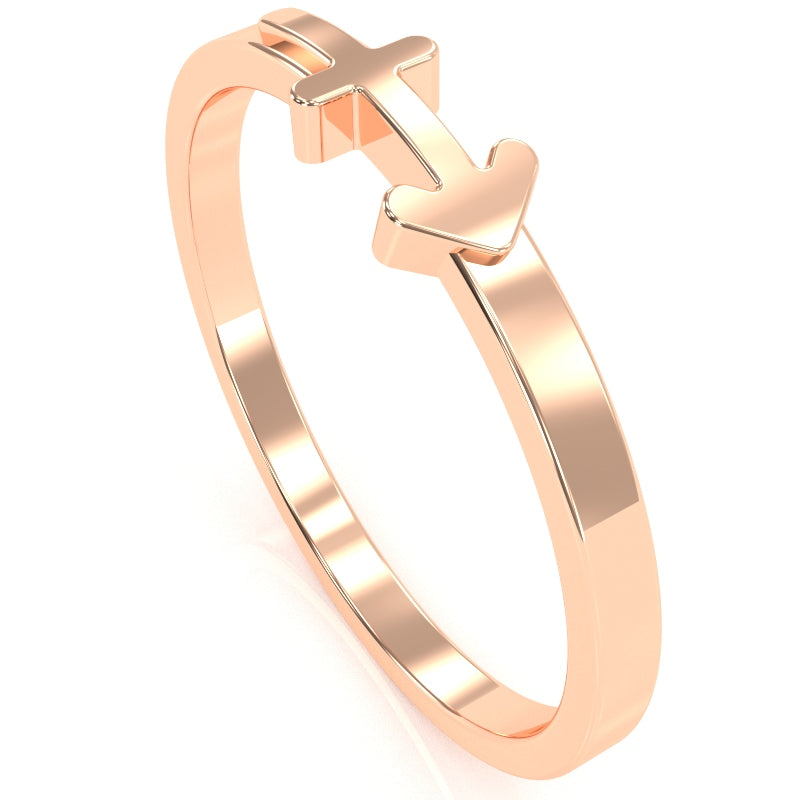 Sagittarius Zodiac Sign Ring In Solid 14k Rose Gold