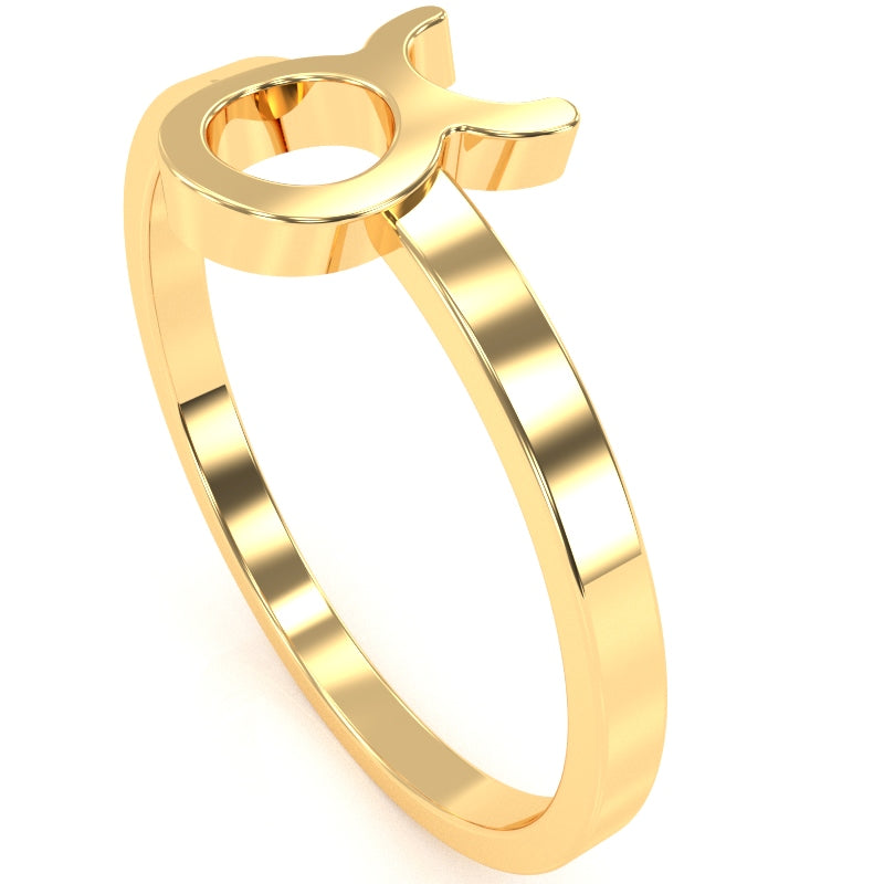 Taurus Zodiac Sign Ring In Solid 14k Yellow Gold