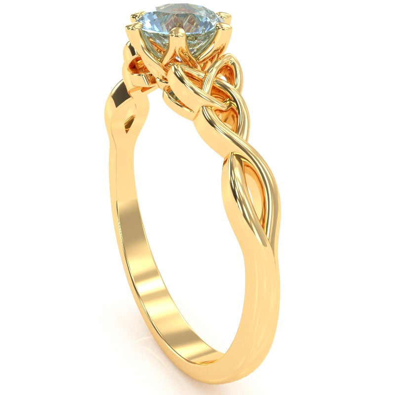 Celtic Trinity Knot Aquamarine Engagement Ring In 14k Yellow Gold