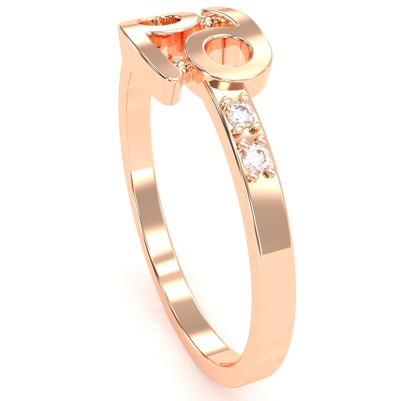 Cancer Zodiac Sign Diamond Ring In Solid 10k Rose Gold