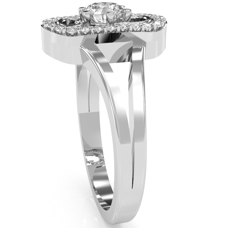 Split Band White Topaz Diamond Cocktail Ring In 14k White Gold
