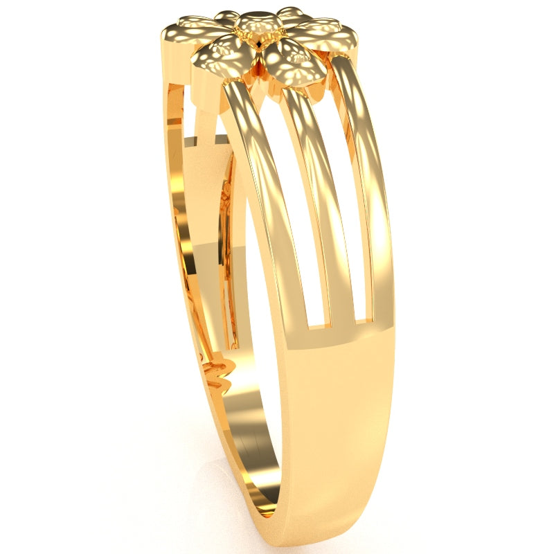 Designer Top Flower Friendship Ring In Solid 14k Yellow Gold