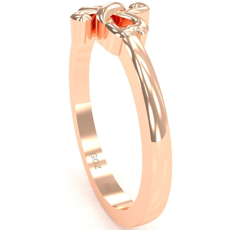 Infinity Loop 2 Hearts Love Ring In Solid 14k Rose Gold
