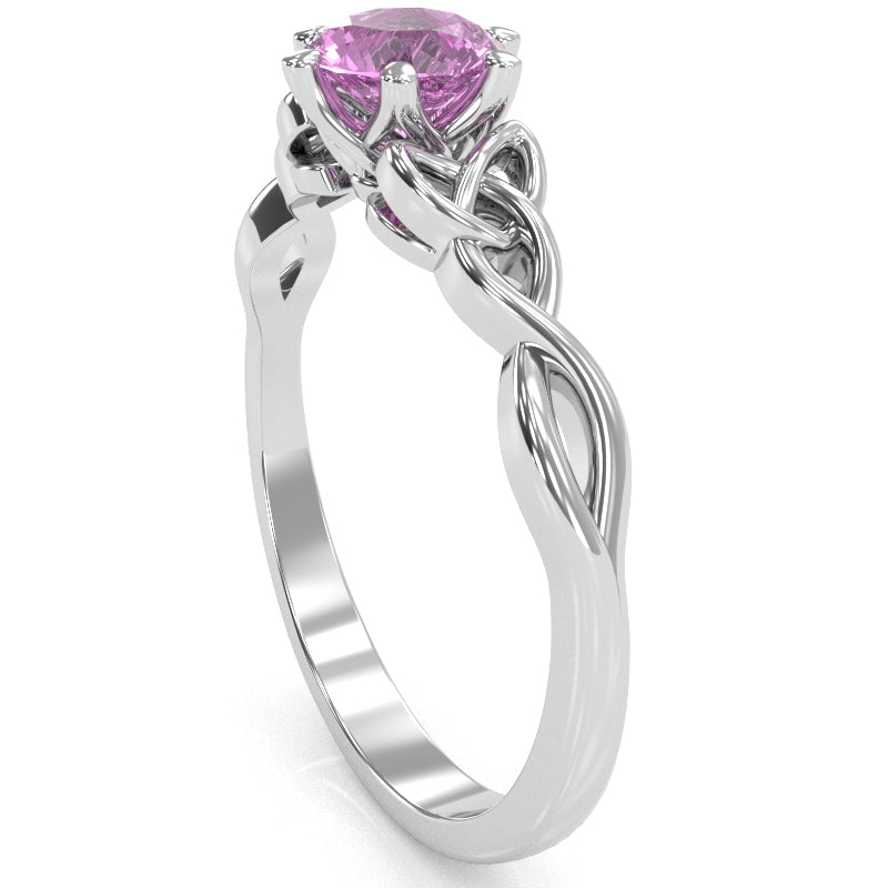 Celtic Trinity Knot Lab-Created Pink Sapphire Engagement Ring In 14k White Gold