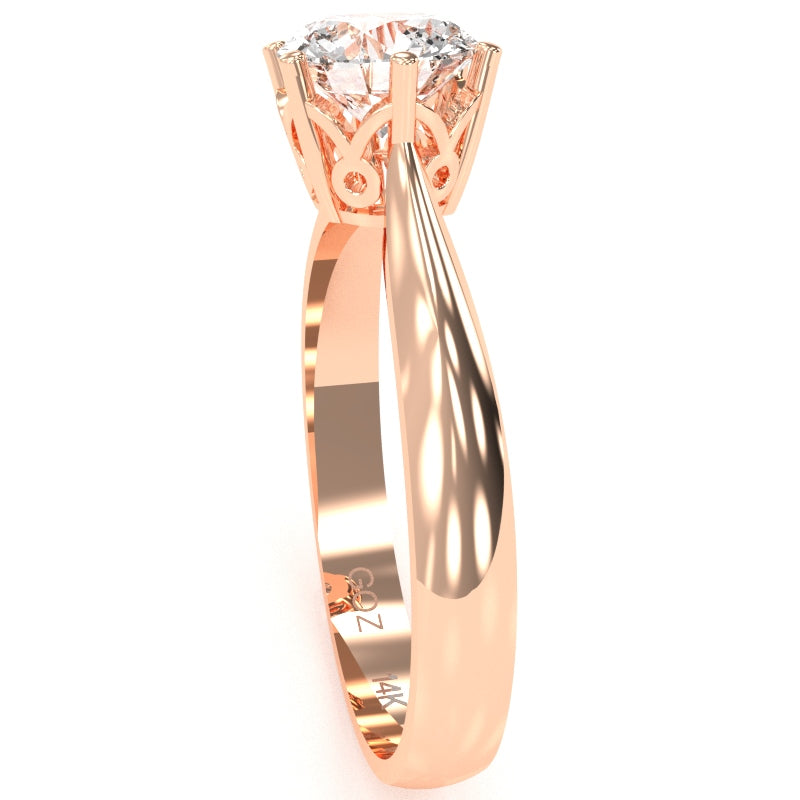 Crown Setting White Topaz Engagement Ring In 14k Rose Gold