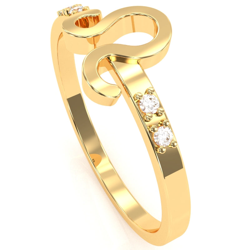 Leo Zodiac Sign Diamond Ring In Solid 10k Yellow Gold