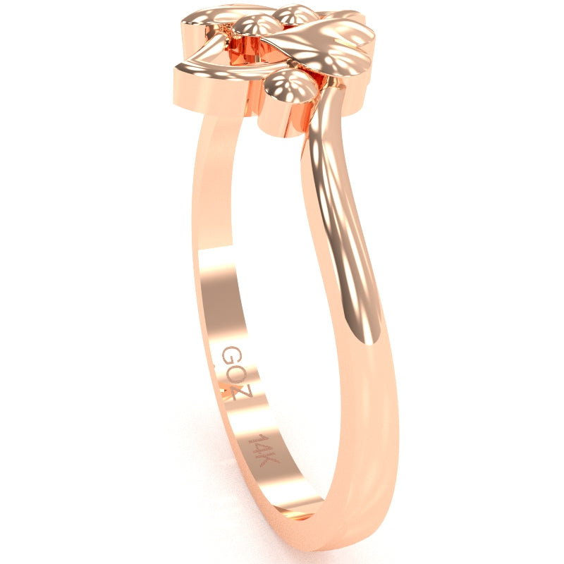 Dancing Hearts Designer Love Ring In Solid 14k Rose Gold