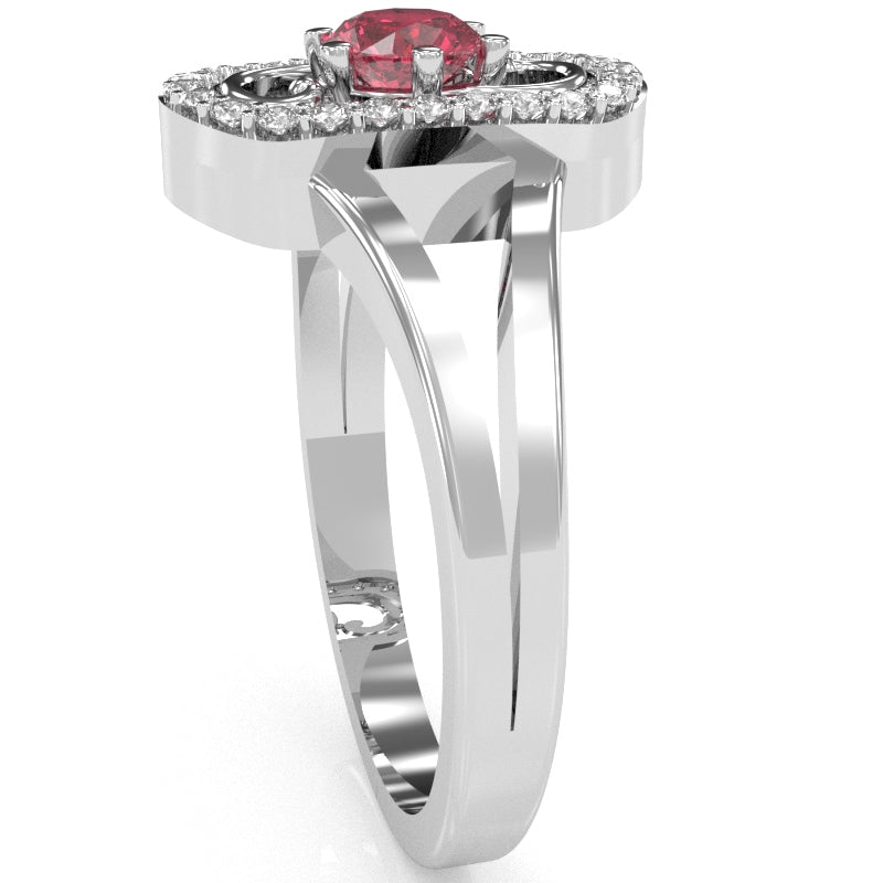 Split Band Pink Tourmaline Diamond Cocktail Ring In 14k White Gold