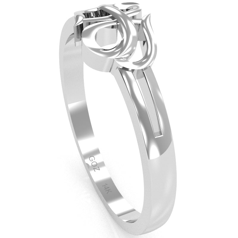Split Shank Infinity Loop 2 Hearts Love Ring In Solid 14k White Gold
