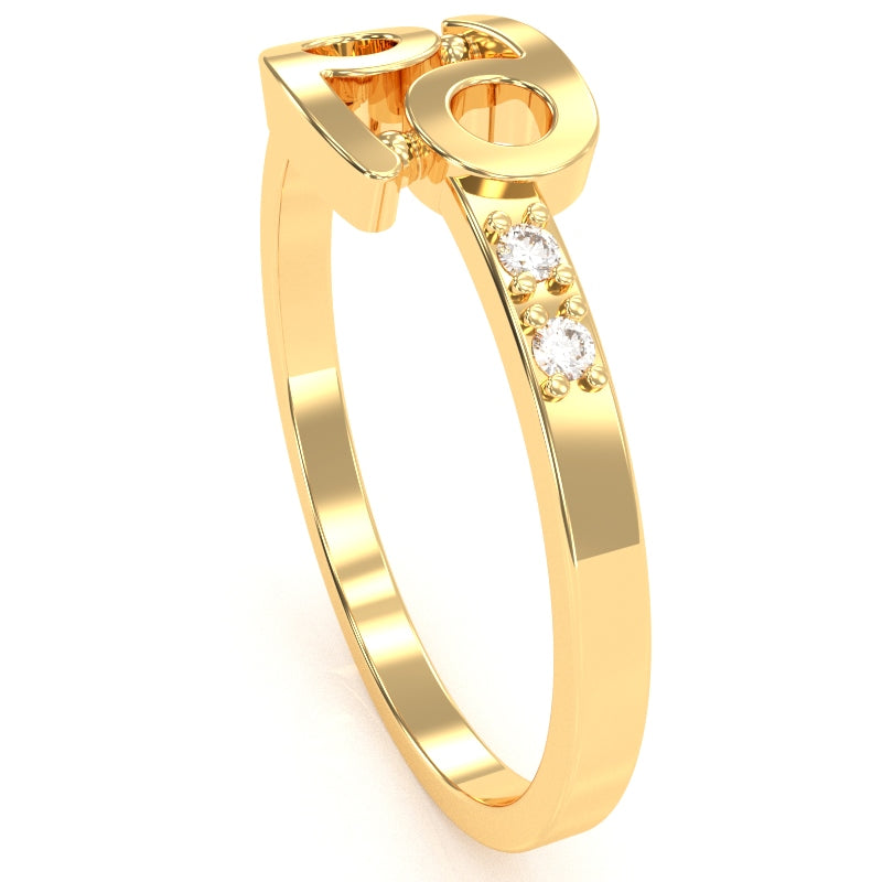 Cancer Zodiac Sign Diamond Ring In Solid 14k Yellow Gold