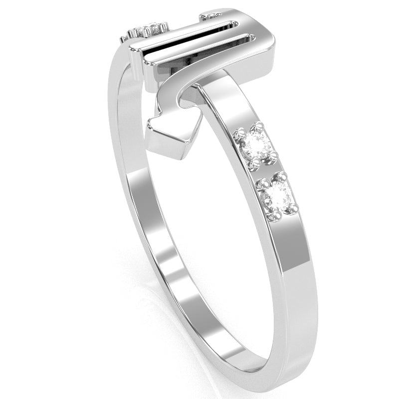Scorpio Zodiac Sign Diamond Ring In Solid 14k White Gold