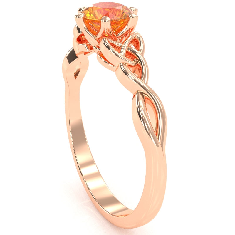 Celtic Trinity Knot Citrine Engagement Ring In 14k Rose Gold