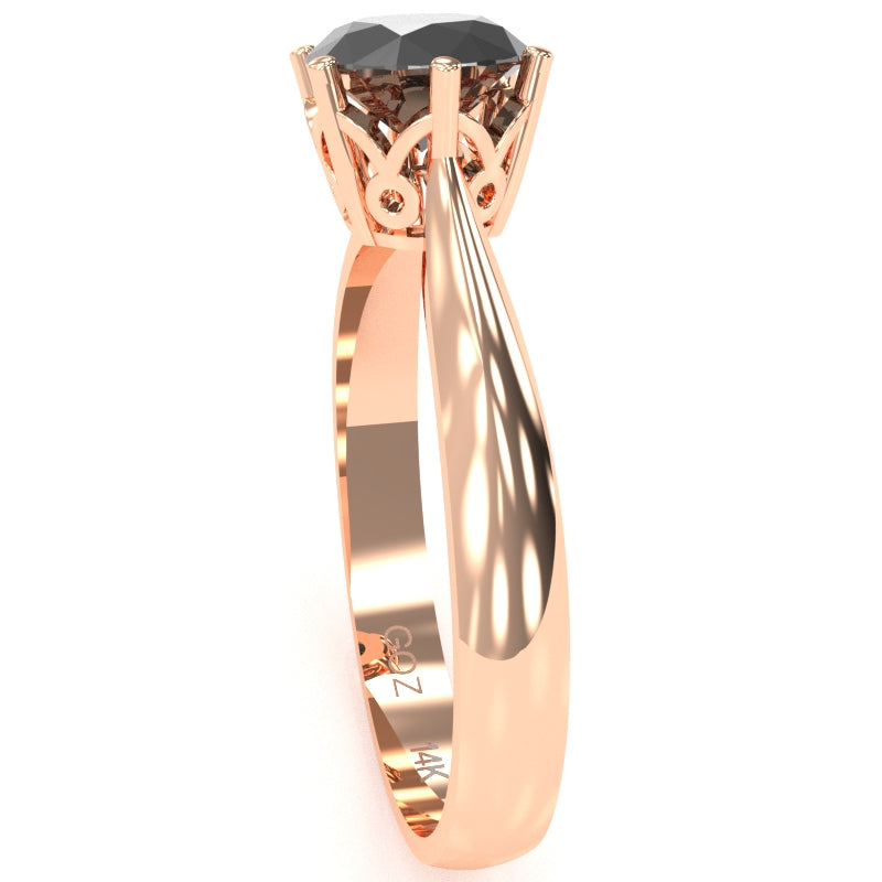 Crown Setting Black Onyx Engagement Ring In 14k Rose Gold