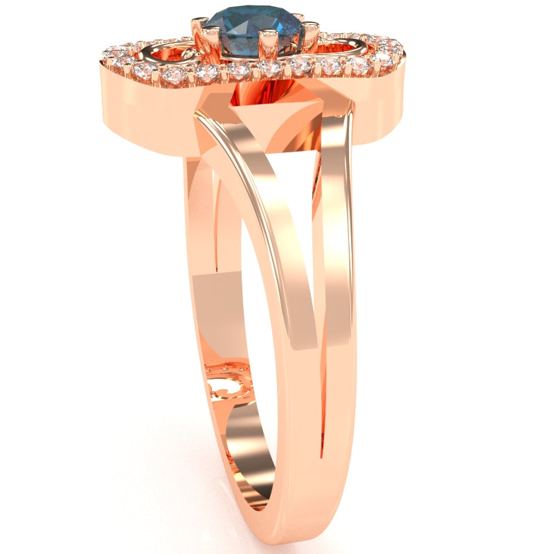 Split Band Lab-Created Alexandrite Diamond Cocktail Ring In 14k Rose Gold