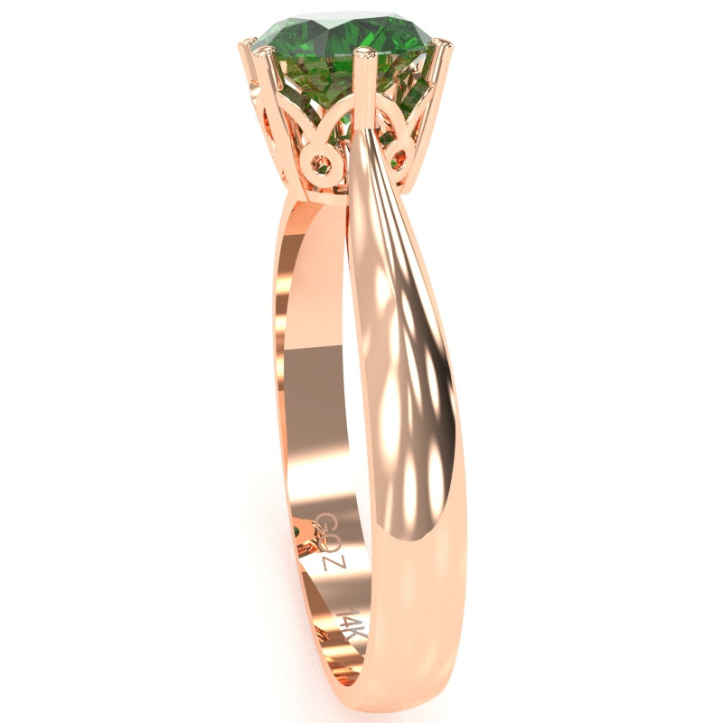 Crown Setting Lab-Created Emerald Engagement Ring In 14k Rose Gold