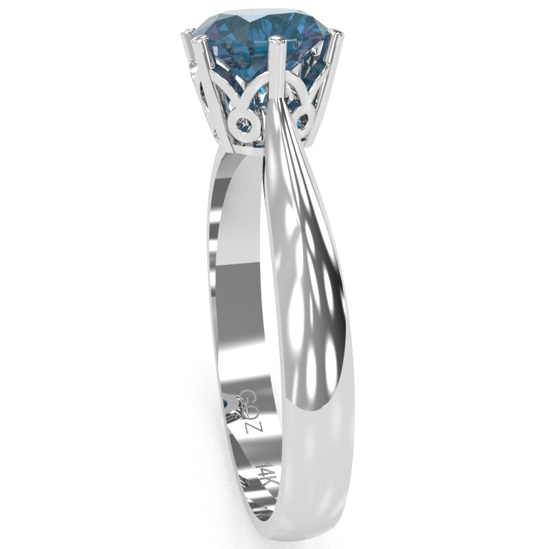 Crown Setting Lab-Created Alexandrite Engagement Ring In 14k White Gold