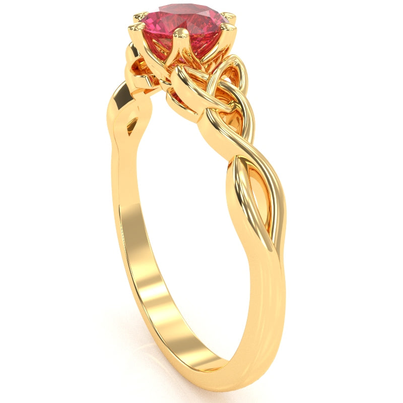 Celtic Trinity Knot Pink Tourmaline Engagement Ring In 14k Yellow Gold