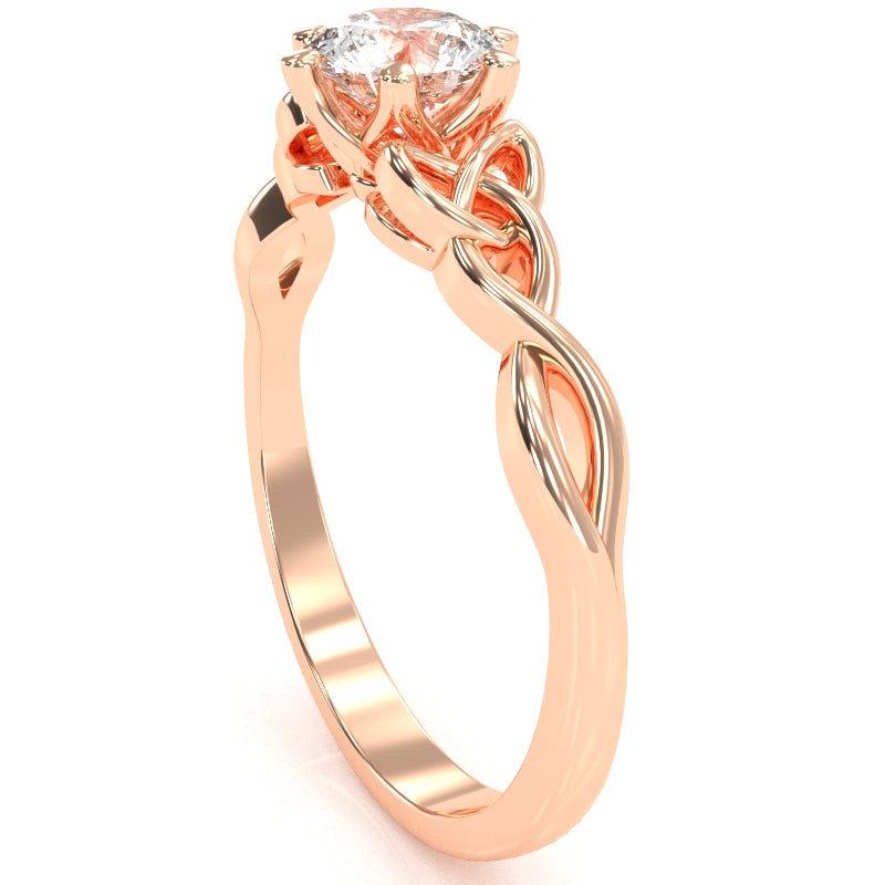 Celtic Trinity Knot White Topaz Engagement Ring In 14k Rose Gold