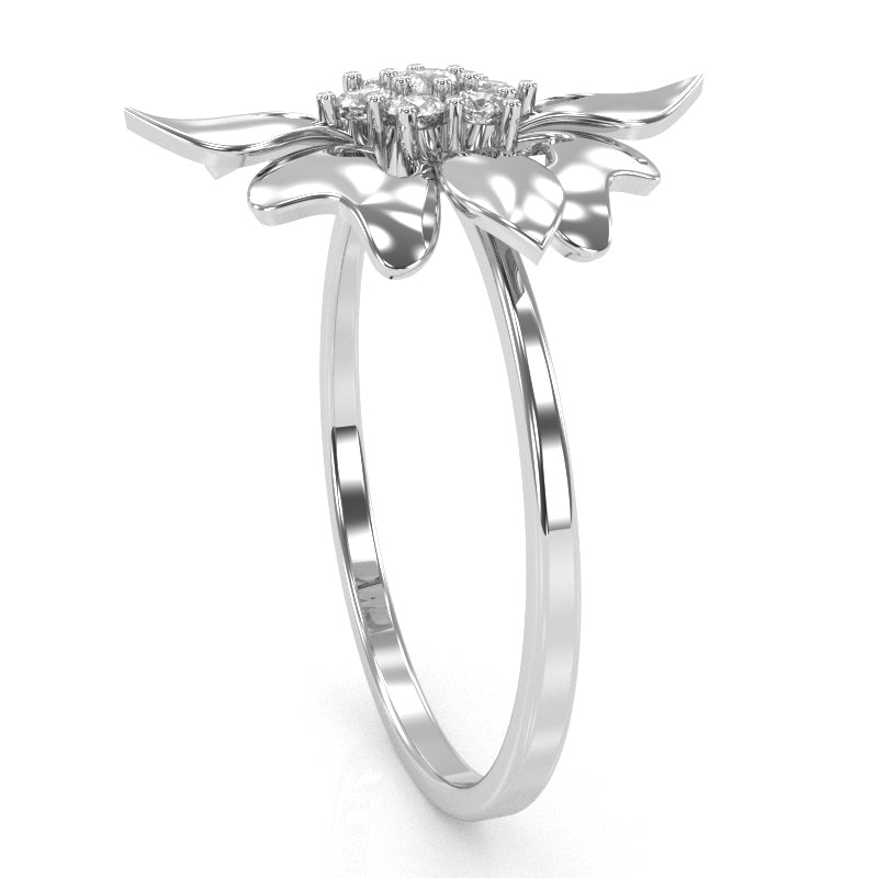 Classy Diamond Encrusted Cocktail Ring In 14k White Gold