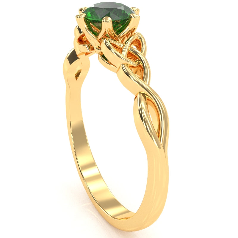 Celtic Trinity Knot Lab-Created Emerald Engagement Ring In 14k Yellow Gold