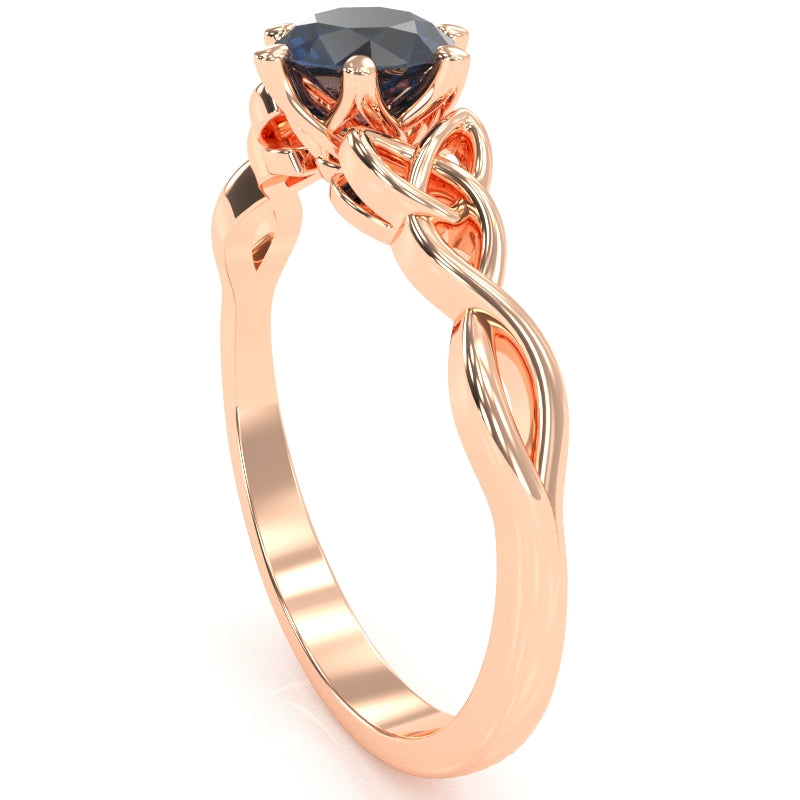 Celtic Trinity Knot Sapphire Engagement Ring In 14k Rose Gold