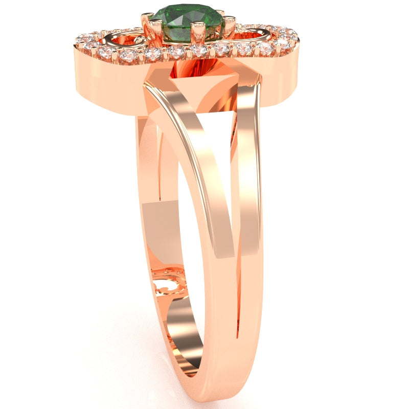 Split Band Lab-Created Emerald Diamond Cocktail Ring In 14k Rose Gold