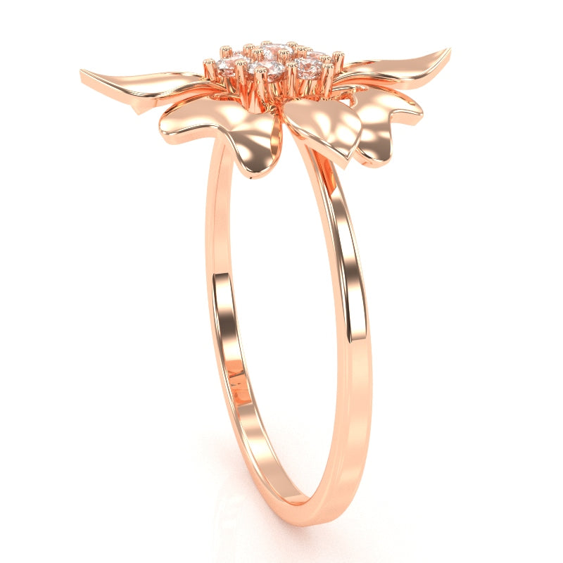 Classy Diamond Encrusted Cocktail Ring In 14k Rose Gold